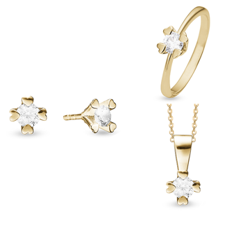 14 kt guld smykkesæt, Mary serien by Aagaard med ialt 2,00 ct labgrown diamanter